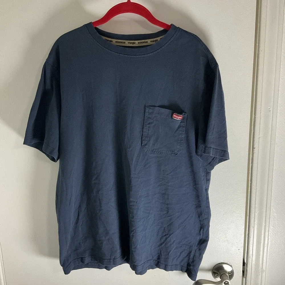 Men's Wrangler Workwear Blue Pocket T-Shirt Heavyweight 100% Cotton 2XL